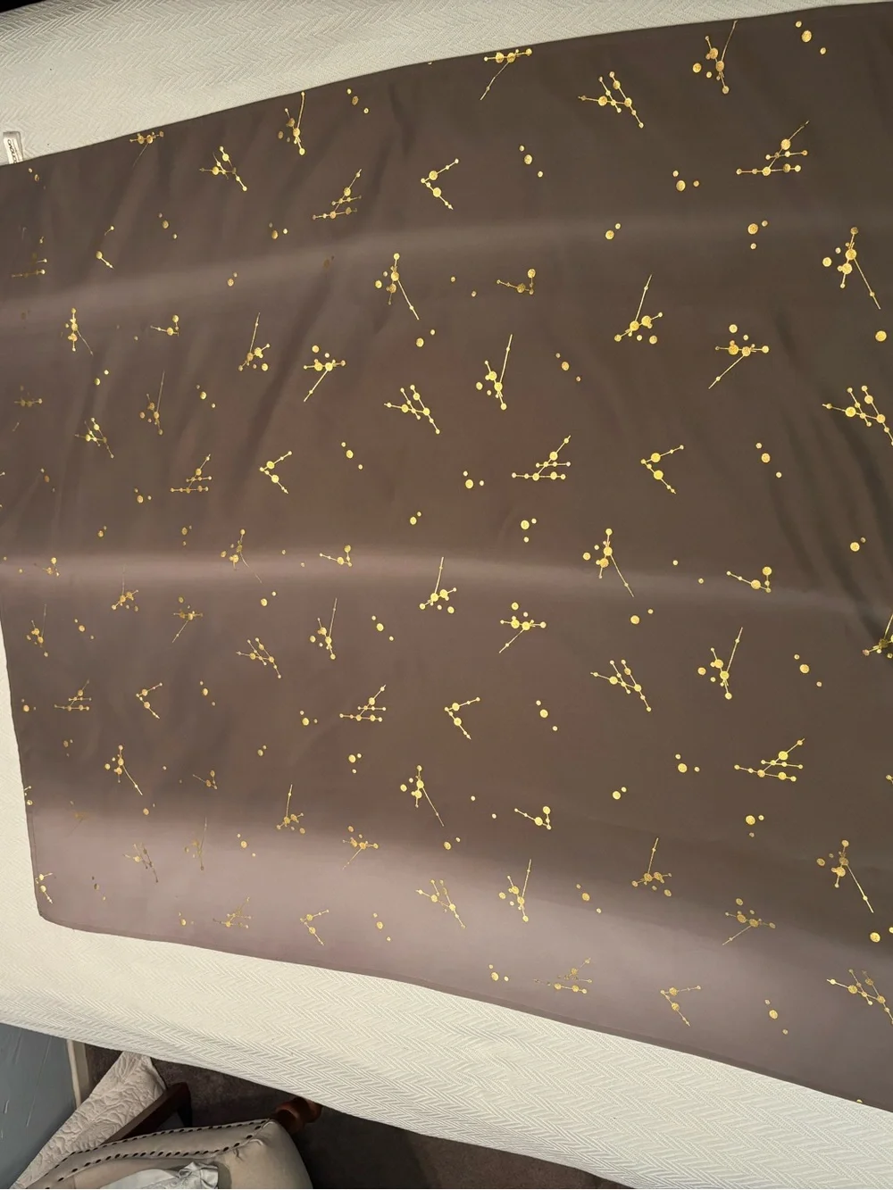 Gold Dot Patterned Grey Blackout Curtain - 1 curtain